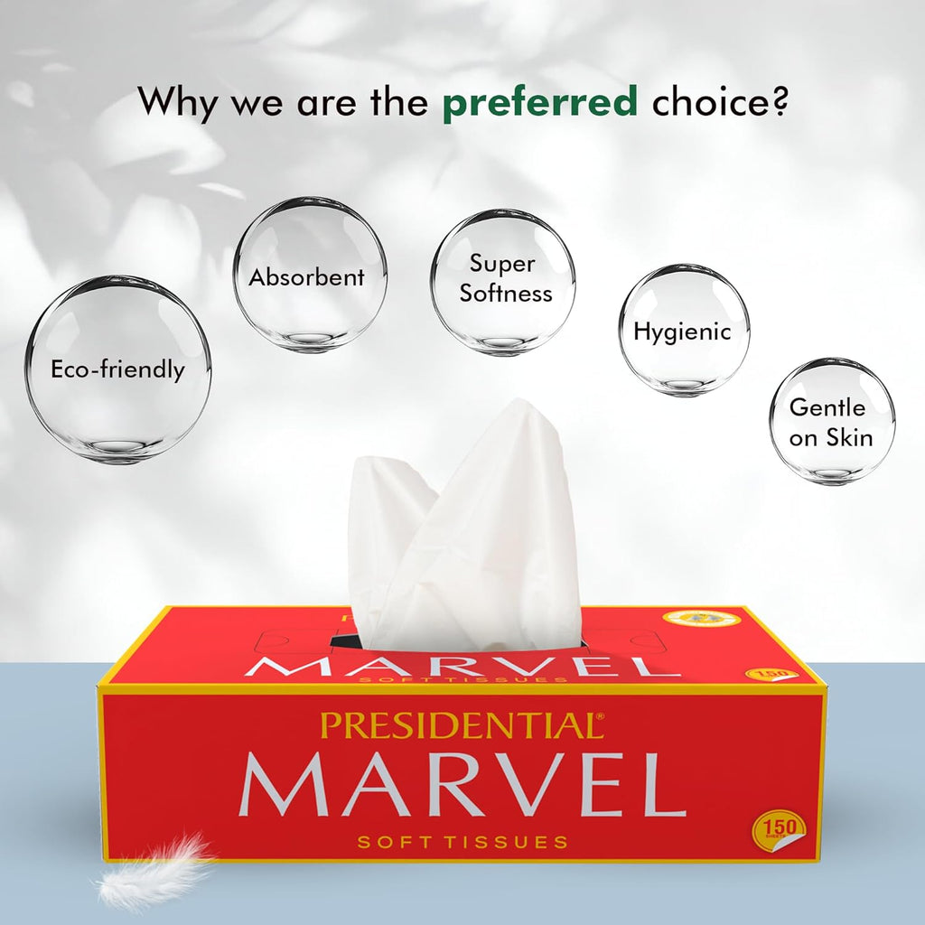 Presidential Soft 2-Ply Facial Tissues | 75 Pulls Each - 150 Sheets Each