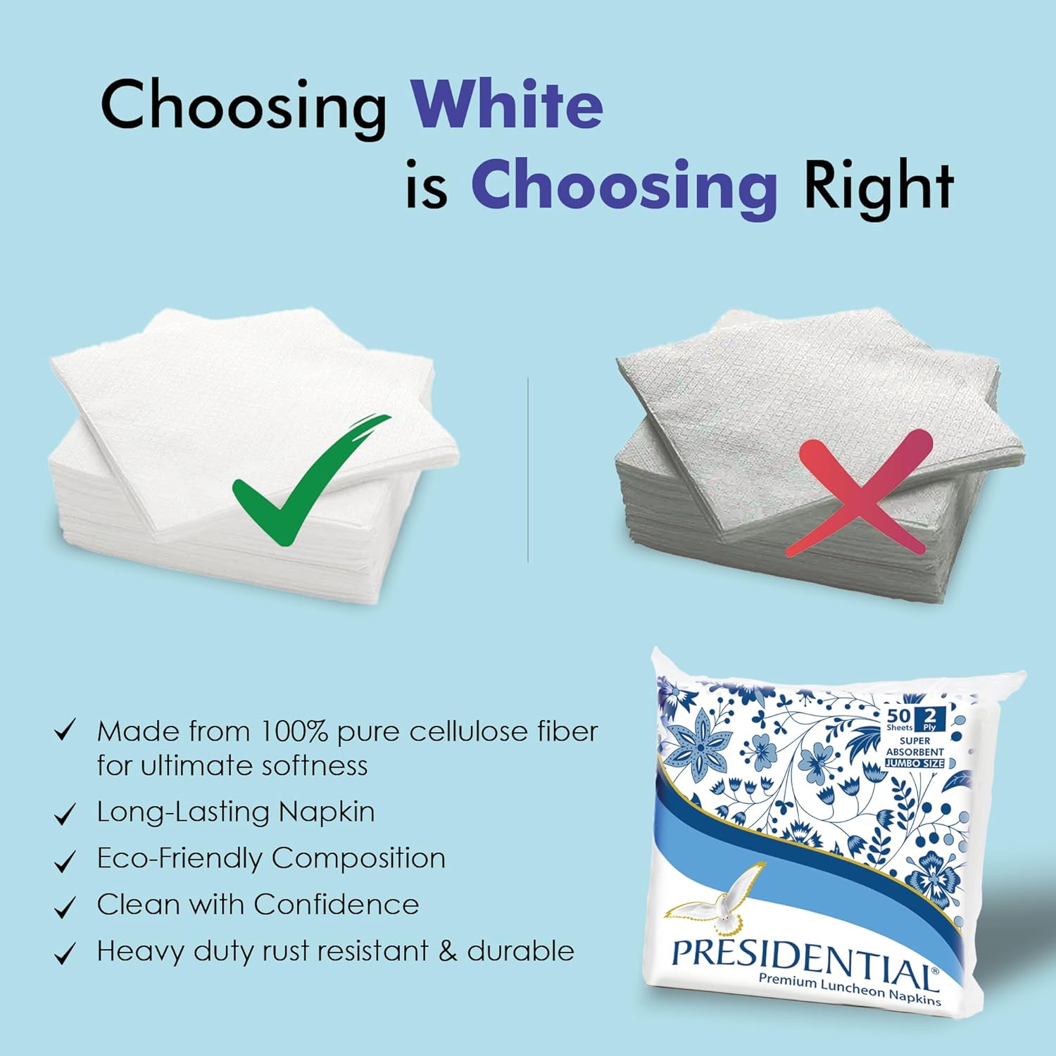 Presidential Super Soft Tissue Napkins | Ultra-Soft and Absorbent