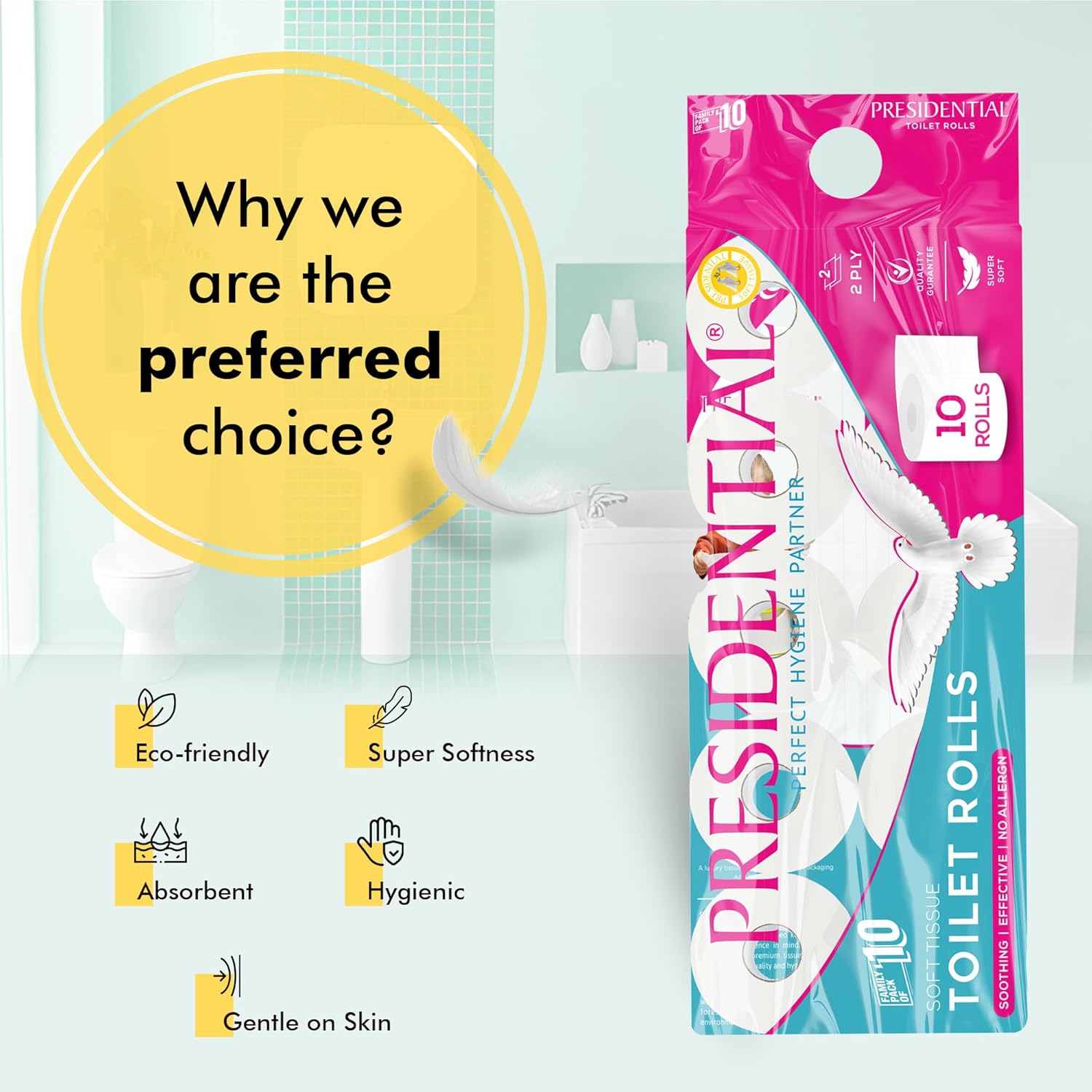 Presidential Premium Toilet Tissue Rolls | 2-ply