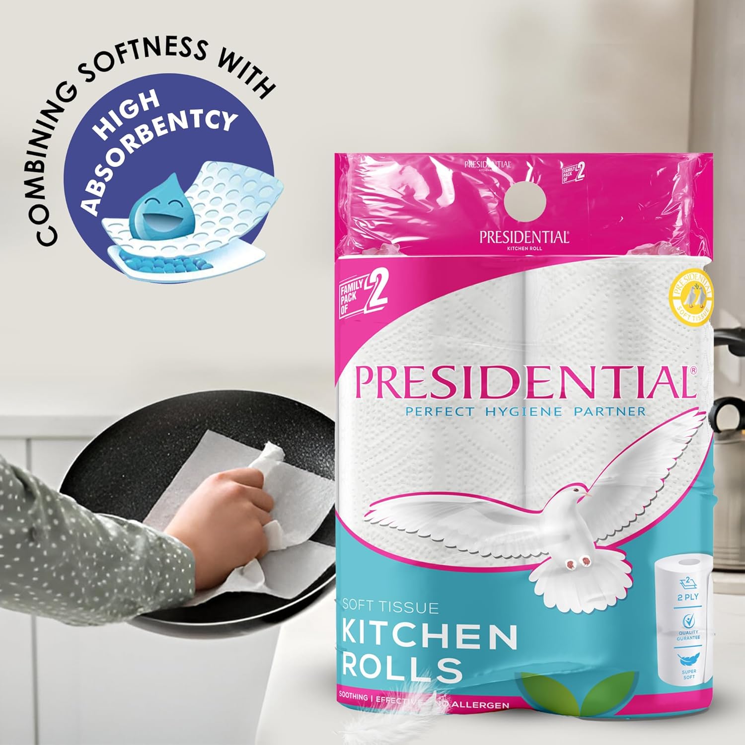 Presidential Premium Soft 2ply Kitchen rolls | 80 Pulls Each - 160 Sheets